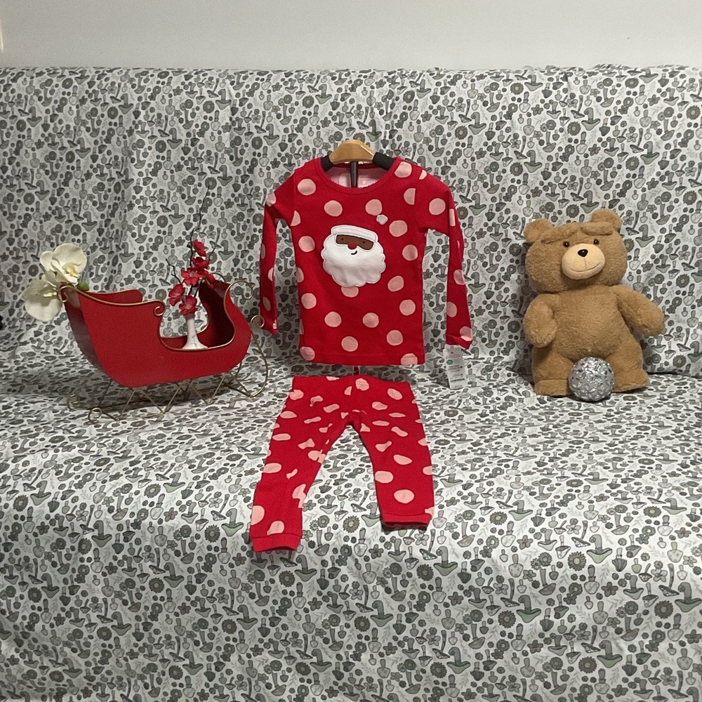 Carter's Red Santa Kids Pajama Set New